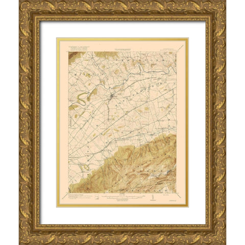 Newville Pennsylvania Quad - USGS 1919 Gold Ornate Wood Framed Art Print with Double Matting by USGS