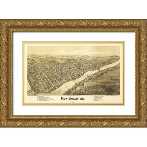 New Brighton Pennsylvania - Fowler 1901 Gold Ornate Wood Framed Art Print with Double Matting by Fowler