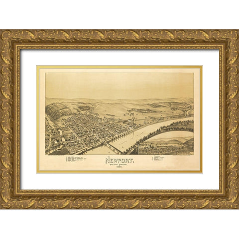 Newport Pennsylvania - Fowler 1895 Gold Ornate Wood Framed Art Print with Double Matting by Fowler