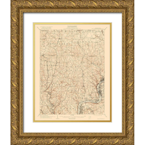 New Kensington Pennsylvania Quad - USGS 1910 Gold Ornate Wood Framed Art Print with Double Matting by USGS