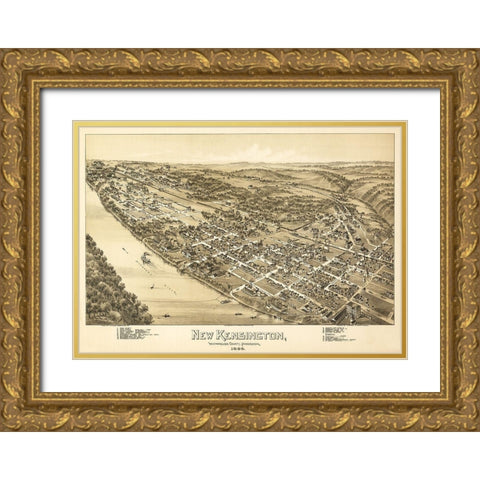 New Kensington Pennsylvania - Fowler 1896 Gold Ornate Wood Framed Art Print with Double Matting by Fowler