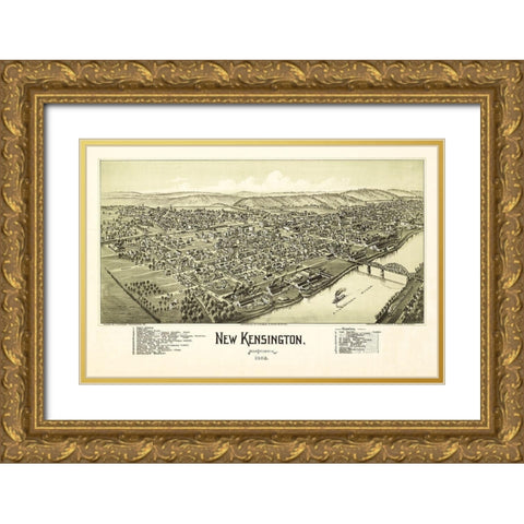 New Kensington Pennsylvania - Fowler 1902 Gold Ornate Wood Framed Art Print with Double Matting by Fowler