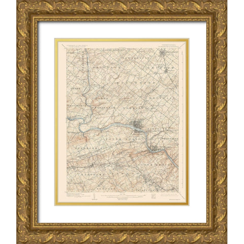 Norristown Pennsylvania Quad - USGS 1895 Gold Ornate Wood Framed Art Print with Double Matting by USGS