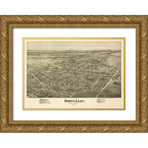 North East Pennsylvania - Fowler 1896 Gold Ornate Wood Framed Art Print with Double Matting by Fowler