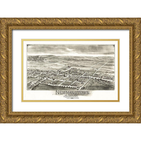 Newmanstown Sheridan Pennsylvania - Bailey 1898 Gold Ornate Wood Framed Art Print with Double Matting by Bailey