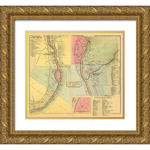 Oil Creek, Section 2 Pennsylvania Landowner Gold Ornate Wood Framed Art Print with Double Matting by Mayer