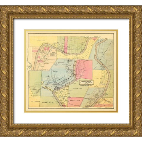 Oil Creek, Section 4 Pennsylvania Landowner Gold Ornate Wood Framed Art Print with Double Matting by Mayer
