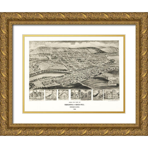 Orbisonia Pennsylvania - Fowler 1906 Gold Ornate Wood Framed Art Print with Double Matting by Fowler
