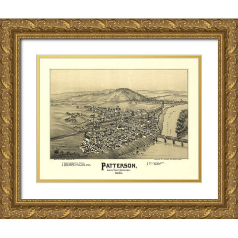 Patterson Pennsylvania - Fowler 1895 Gold Ornate Wood Framed Art Print with Double Matting by Fowler