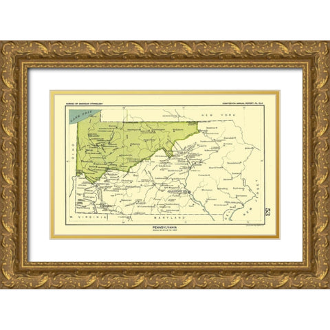 Pennsylvania - Hoen 1896 Gold Ornate Wood Framed Art Print with Double Matting by Hoen
