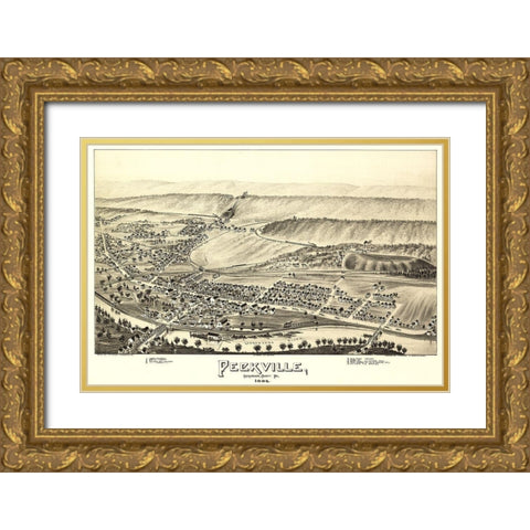 Peckville Pennsylvania - Fowler 1892 Gold Ornate Wood Framed Art Print with Double Matting by Fowler
