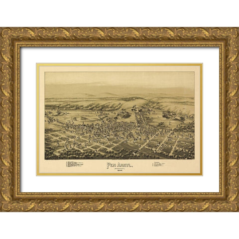 Pen Argyl Pennsylvania - Fowler 1894 Gold Ornate Wood Framed Art Print with Double Matting by Fowler