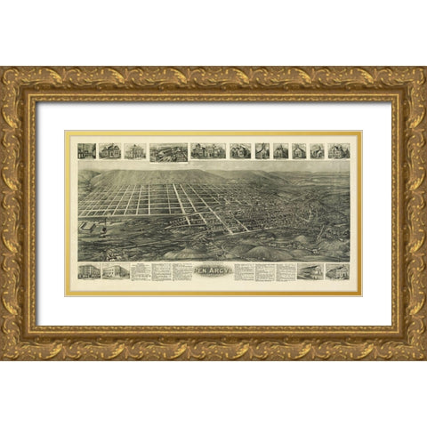 Pen Argyl Pennsylvania - Bailey 1916 Gold Ornate Wood Framed Art Print with Double Matting by Bailey
