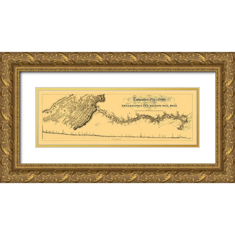 Philadelphia and Reading Railroad - Osborne 1838 Gold Ornate Wood Framed Art Print with Double Matting by Osborne