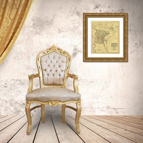 Philadelphia Railroad Plan 2 - Hoxsie 1858 Gold Ornate Wood Framed Art Print with Double Matting by Hoxsie