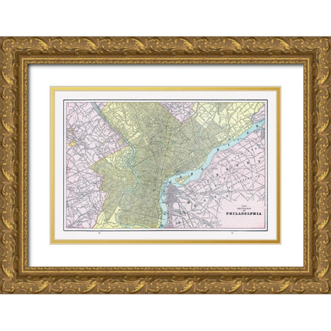 Philadelphia Pennsylvania - Cram 1892 Gold Ornate Wood Framed Art Print with Double Matting by Cram