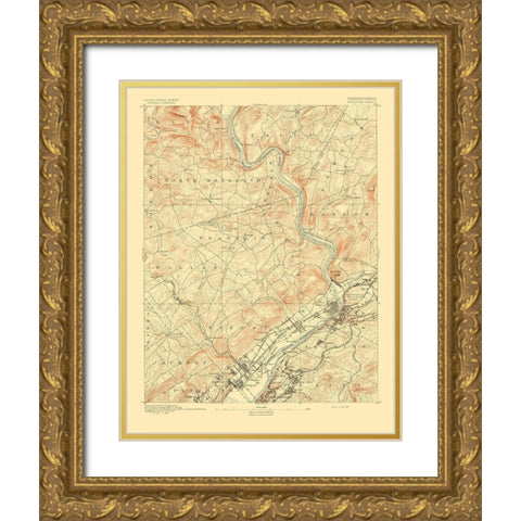 Pittston Pennsylvania Sheet - USGS 1893 Gold Ornate Wood Framed Art Print with Double Matting by USGS