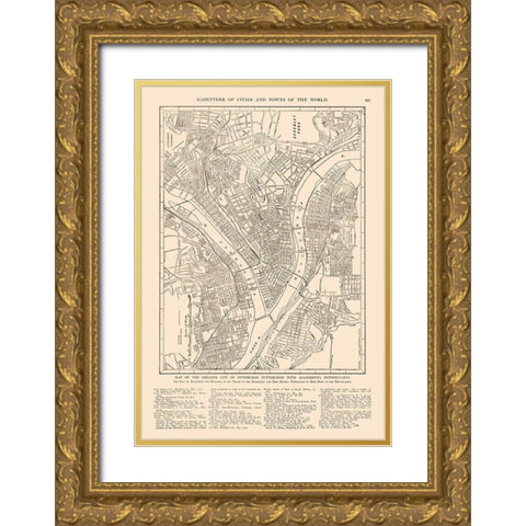 Pittsburgh Pennsylvania - Reynold 1921 Gold Ornate Wood Framed Art Print with Double Matting by Reynold