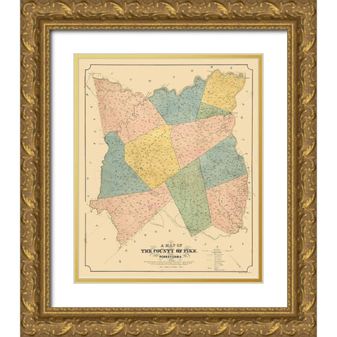 Pike County Pennsylvania - Cross 1856 Gold Ornate Wood Framed Art Print with Double Matting by Cross