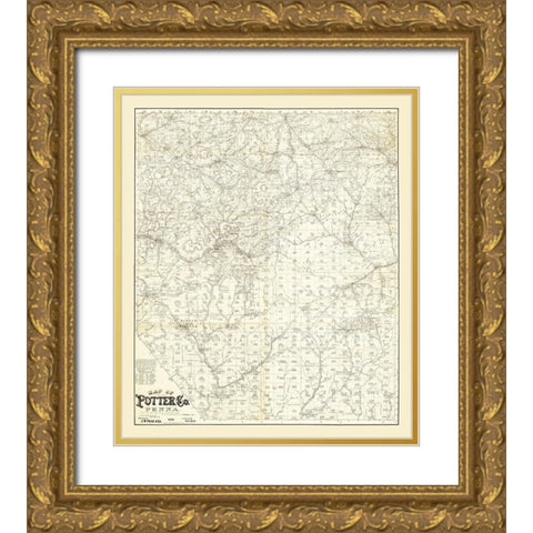 Potter County Pennsylvania - Beers 1893 Gold Ornate Wood Framed Art Print with Double Matting by Beers
