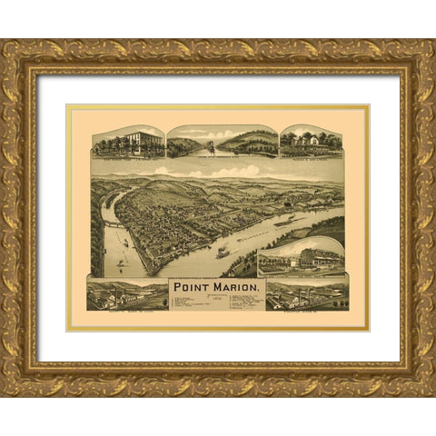 Point Marion Pennsylvania - Fowler 1902 Gold Ornate Wood Framed Art Print with Double Matting by Fowler