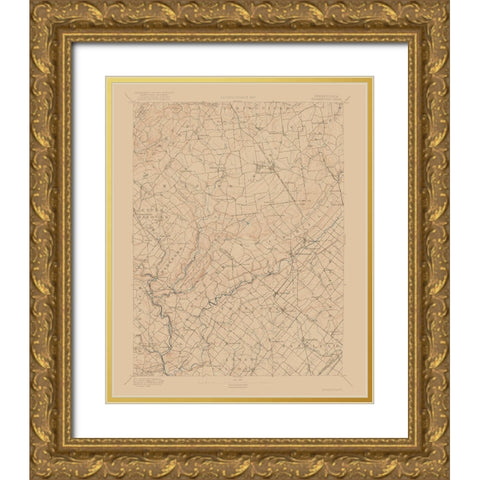 Pennsylvania Quakertown Sheet - USGS 1888 Gold Ornate Wood Framed Art Print with Double Matting by USGS