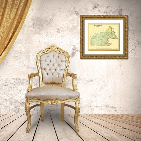 Sandy Creek Pennsylvania Landowner - Beers 1865 Gold Ornate Wood Framed Art Print with Double Matting by Beers