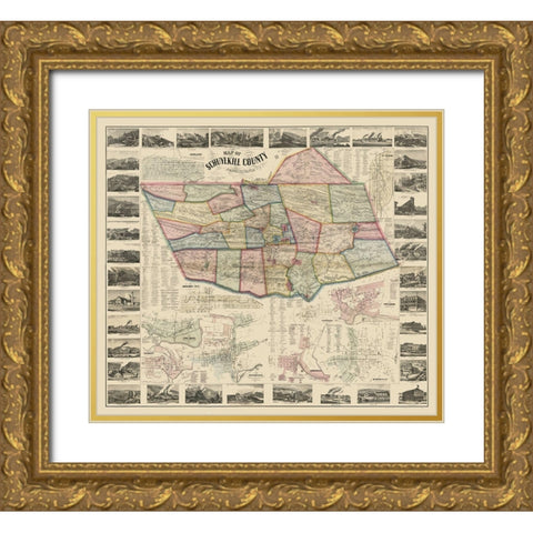 Schuylkill County Pennsylvania - Scott 1864 Gold Ornate Wood Framed Art Print with Double Matting by Scott