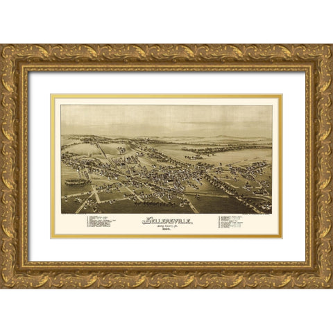 Sellersville Pennsylvania - Fowler 1894 Gold Ornate Wood Framed Art Print with Double Matting by Fowler
