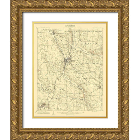 Shenango Pennsylvania Quad - USGS 1908 Gold Ornate Wood Framed Art Print with Double Matting by USGS