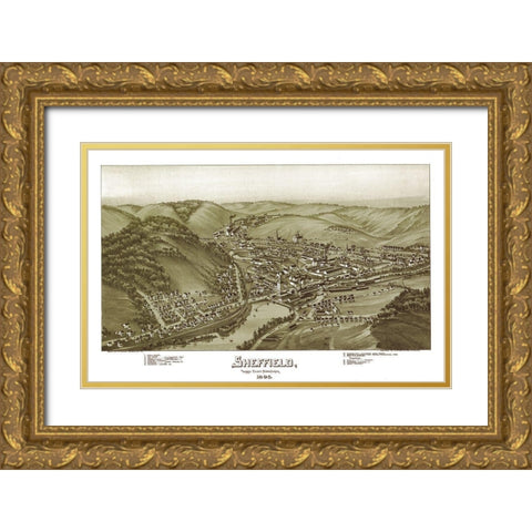 Sheffield Pennsylvania - Fowler 1895 Gold Ornate Wood Framed Art Print with Double Matting by Fowler