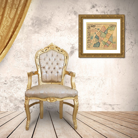 Somerset County Pennsylvania - Walker 1860 Gold Ornate Wood Framed Art Print with Double Matting by Walker