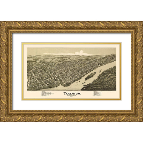 Tarentum Pennsylvania - Fowler 1901 Gold Ornate Wood Framed Art Print with Double Matting by Fowler