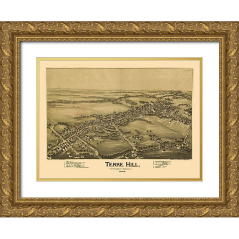 Terre Hill Pennsylvania - Fowler 1894 Gold Ornate Wood Framed Art Print with Double Matting by Fowler