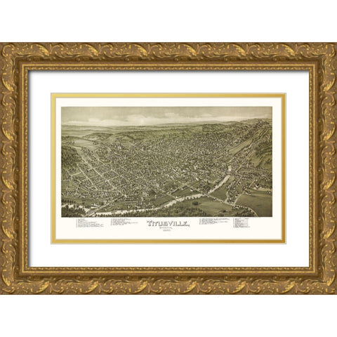 Titusville Pennsylvania - Fowler 1896 Gold Ornate Wood Framed Art Print with Double Matting by Fowler