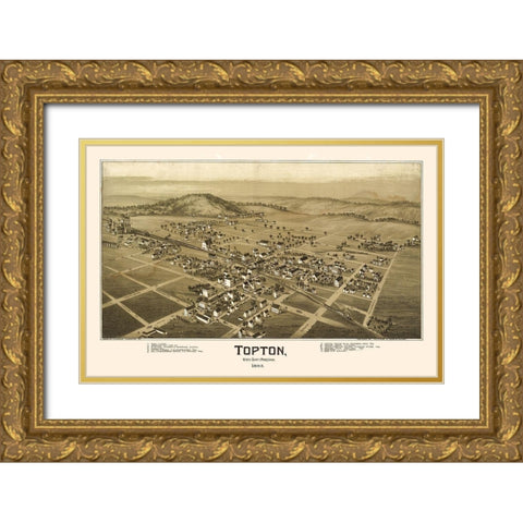 Topton Pennsylvania - Fowler 1893 Gold Ornate Wood Framed Art Print with Double Matting by Fowler