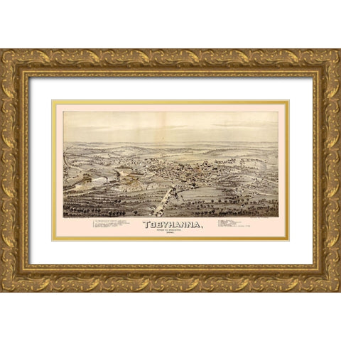 Tobyhanna Pennsylvania - Fowler 1891 Gold Ornate Wood Framed Art Print with Double Matting by Fowler