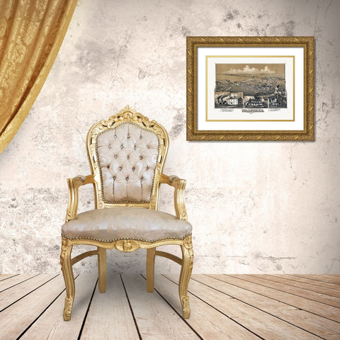 Tullytown Pennsylvania - Fowler 1887 Gold Ornate Wood Framed Art Print with Double Matting by Fowler