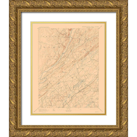 Pennsylvania Wallpack Sheet - USGS 1893 Gold Ornate Wood Framed Art Print with Double Matting by USGS