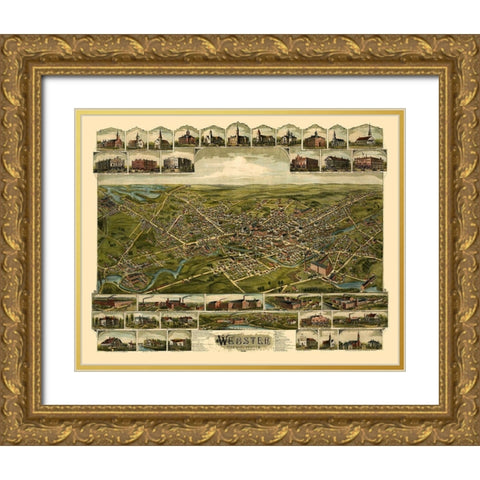 Webster Pennsylvania - Bailey 1892 Gold Ornate Wood Framed Art Print with Double Matting by Bailey