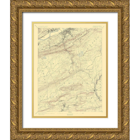 WilkesBarre Pennsylvania Sheet - USGS 1891 Gold Ornate Wood Framed Art Print with Double Matting by USGS