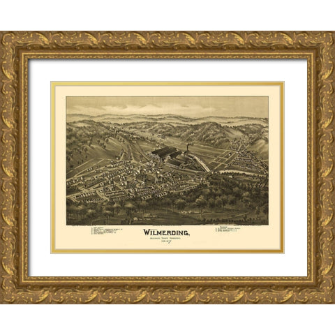 Wilmerding Pennsylvania - Moyer 1897 Gold Ornate Wood Framed Art Print with Double Matting by Fowler