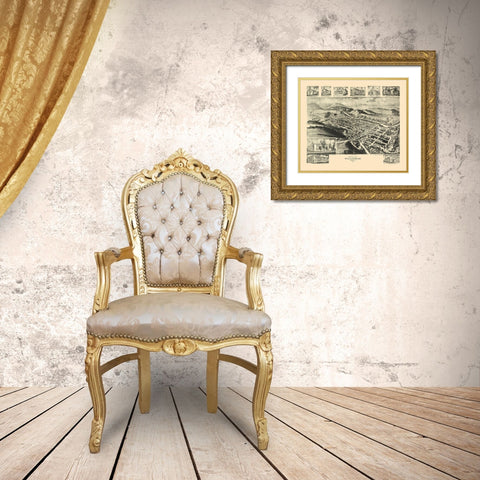 Williamsburg Pennsylvania - Fowler 1906 Gold Ornate Wood Framed Art Print with Double Matting by Fowler