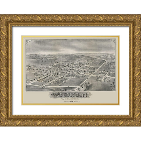 Womelsdorf Pennsylvania - Moyer 1898 Gold Ornate Wood Framed Art Print with Double Matting by Moyer