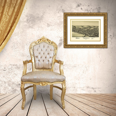 Wrightsville Pennsylvania - Fowler 1894 Gold Ornate Wood Framed Art Print with Double Matting by Fowler