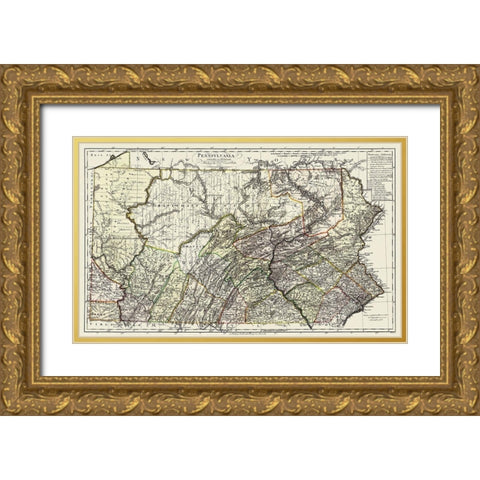 Pennsylvania - Bohn 1797 Gold Ornate Wood Framed Art Print with Double Matting by Bohn