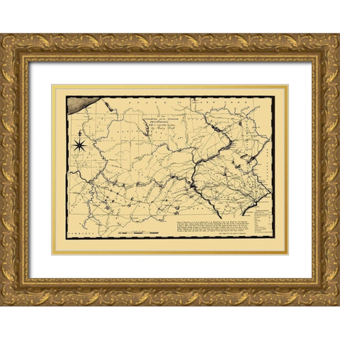 Pennsylvania - Johnson 1791 Gold Ornate Wood Framed Art Print with Double Matting by Johnson