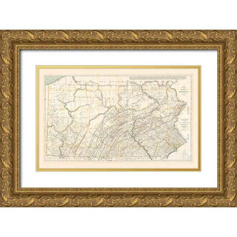 Pennsylvania - Howell 1792 Gold Ornate Wood Framed Art Print with Double Matting by Howell