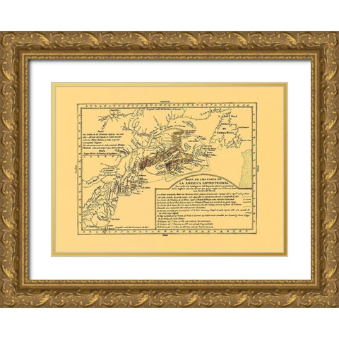 North America Septentrional - 1750 Gold Ornate Wood Framed Art Print with Double Matting by Unknown