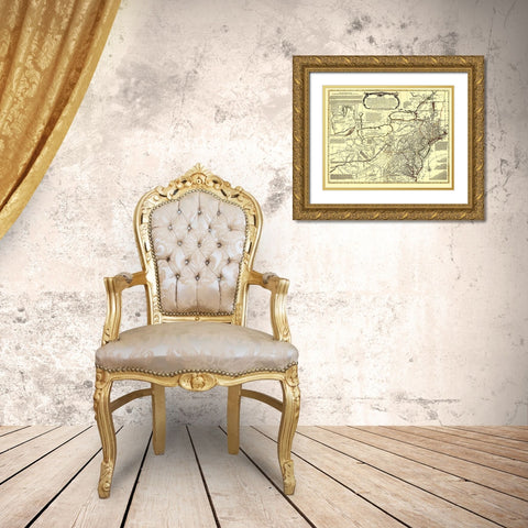 Middle British Colonies in America - Evans 1771 Gold Ornate Wood Framed Art Print with Double Matting by Evans